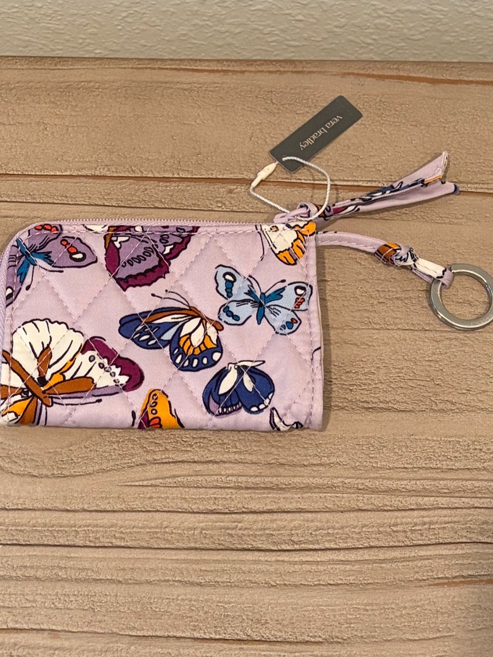 Vera Bradley Butterfly Print Wristlet Card Case with Key Ring
